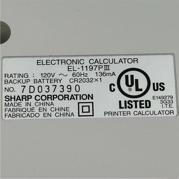 SHARP EL-1197PIII 12 Digit Electronic Calculator Printing Adding Machine Tested - Picture 6 of 8